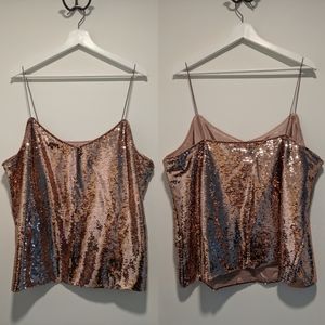 ASOS Curve Sequin Cami with V neck - pink